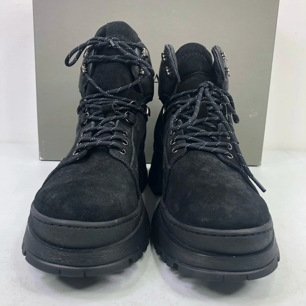 ALL Saints Donte Black Suede Leather Lace Up Boots